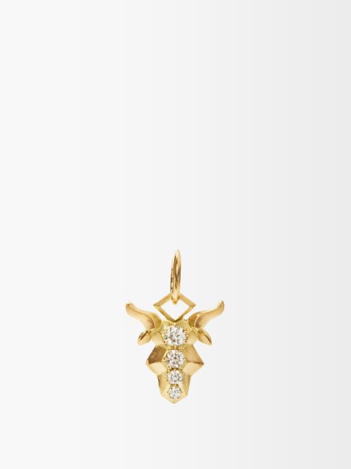 Jade Trau Capricorn Diamond & 18kt Gold Zodiac Charm