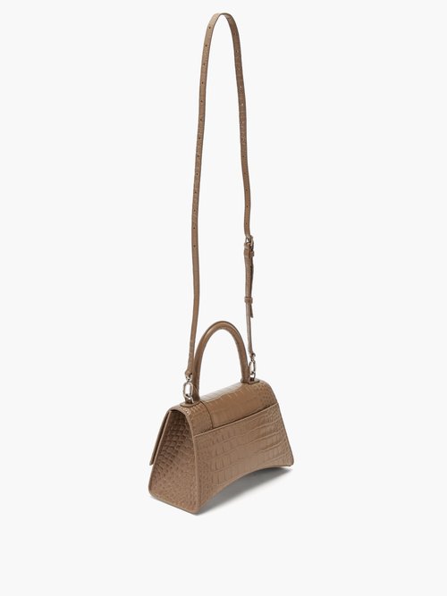 BALENCIAGA Hourglass small croc-effect leather tote