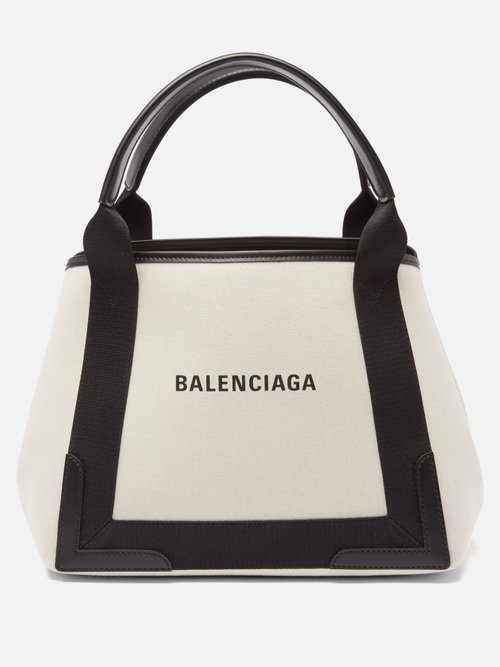 Balenciaga Cabas S Logo-print Leather-trim Canvas Bag