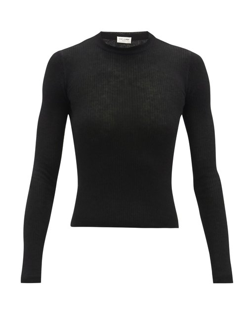 Saint Laurent - Fine-knit Long-sleeved Top Black