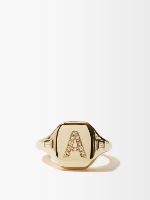 Initial Diamond & 18kt Gold Pinky Ring (a-i)