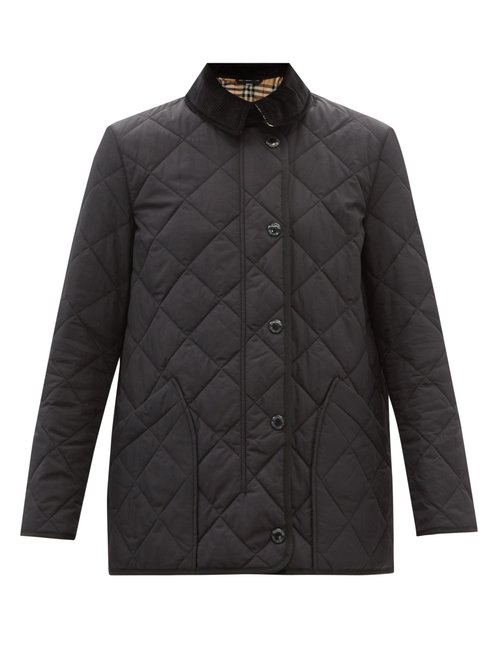 Burberry – Cotswold Corduroy-trim Quilted-shell Coat Black