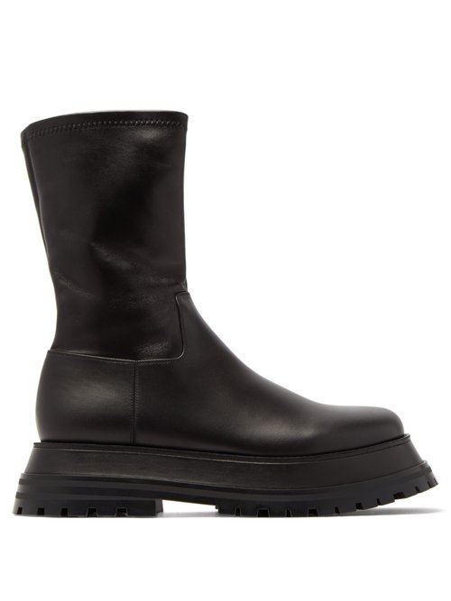 Burberry – Hurr Flatform Tread-sole Leather Boots Black