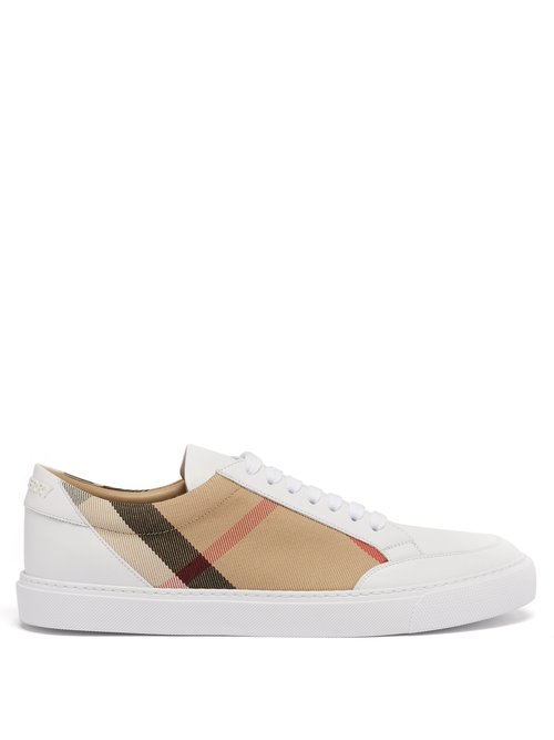 Burberry – Salmond House-check Leather Trainers White Multi