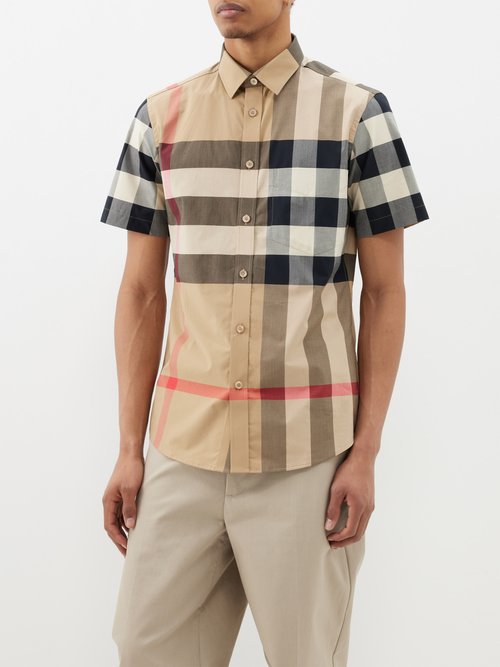 Burberry Somerton Giant-check Cotton-blend Poplin Shirt