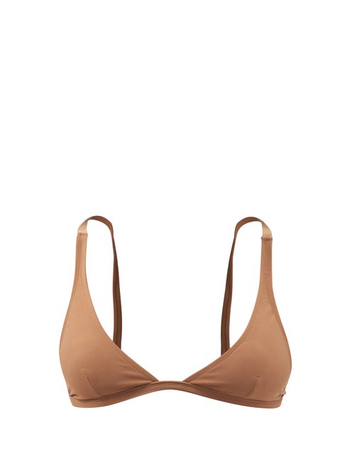 Totême - Recycled-fibre Triangle Bikini Top Light Brown Beachwear