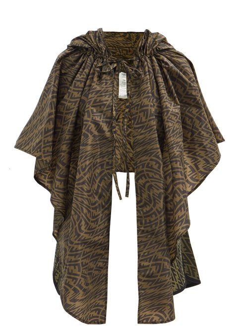 Buy Fendi - Ff Vertigo-print Pack-away Hooded Poncho Brown online - shop best Fendi clothing sales
