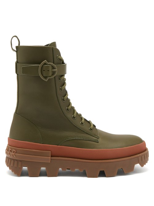 Moncler – Carinne Lace-up Leather Boots Khaki