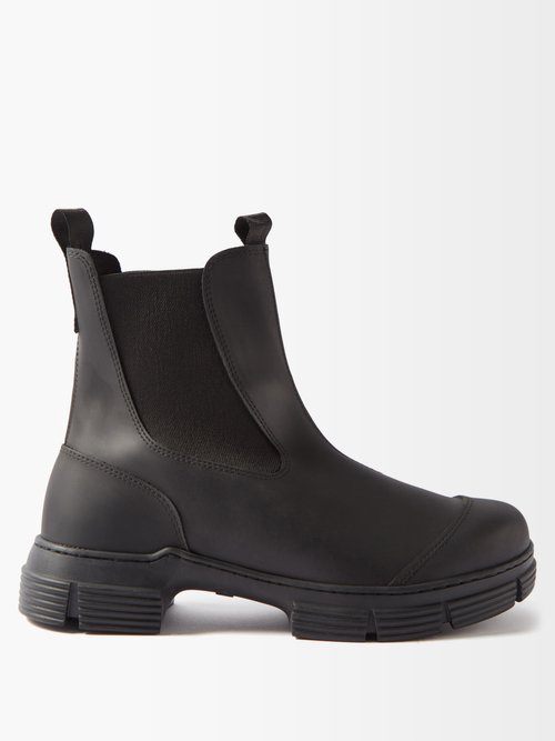 Ganni - Chunky Recycled Rubber-blend Chelsea Boots Black
