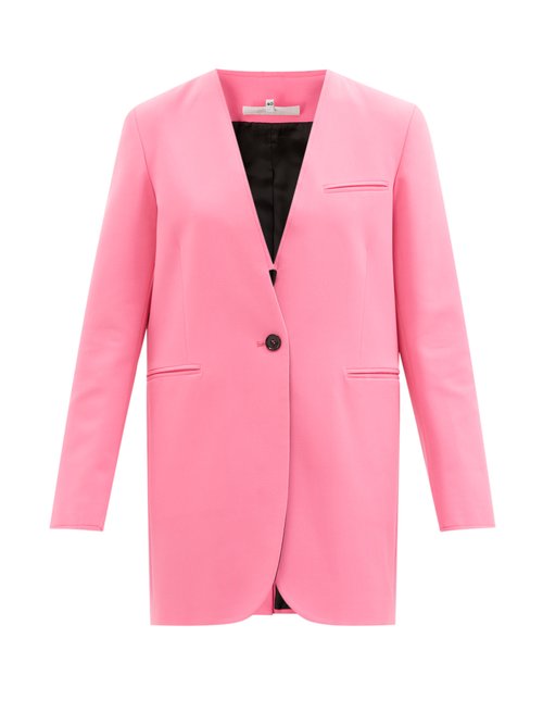 Mm6 Maison Margiela – Single-breasted Raw-edged Suit Jacket Pink