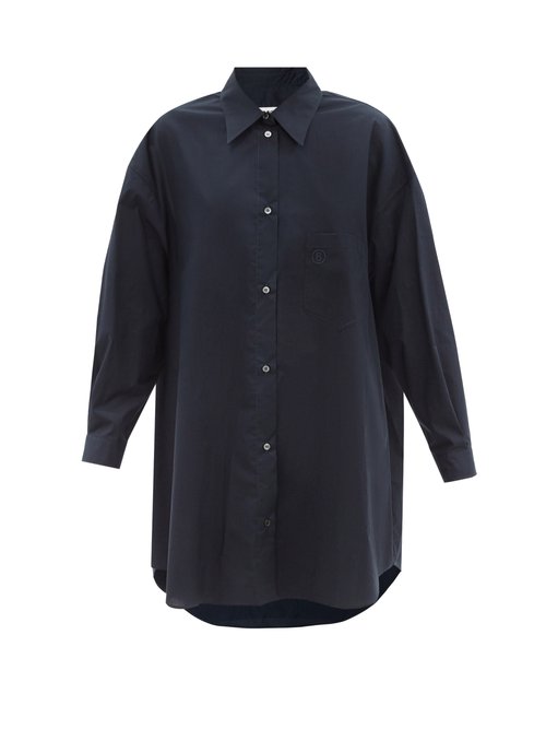 Mm6 Maison Margiela - Oversized Cotton-poplin Shirt Dress Navy