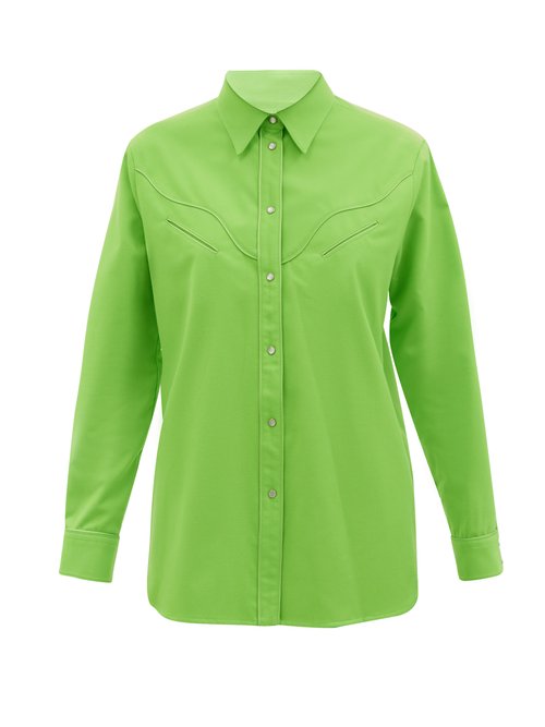 Mm6 Maison Margiela - Snap-stud Flannel Shirt Green