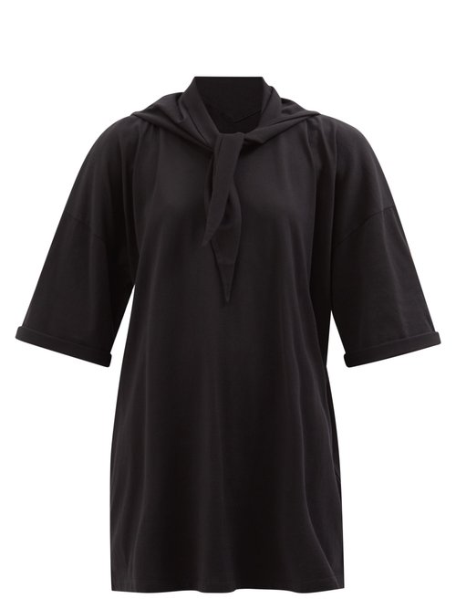 Buy Mm6 Maison Margiela - Sailor-tie Cotton-jersey T-shirt Dress Black online - shop best MM6 Maison Margiela clothing sales