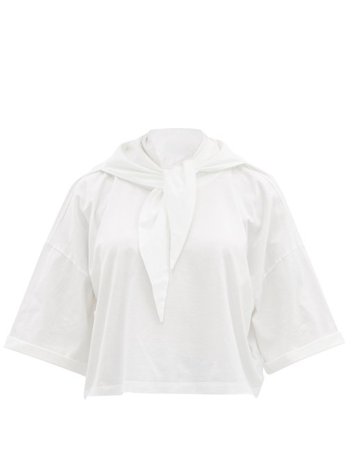 Mm6 Maison Margiela - Scarf-neck Cotton-jersey T-shirt White