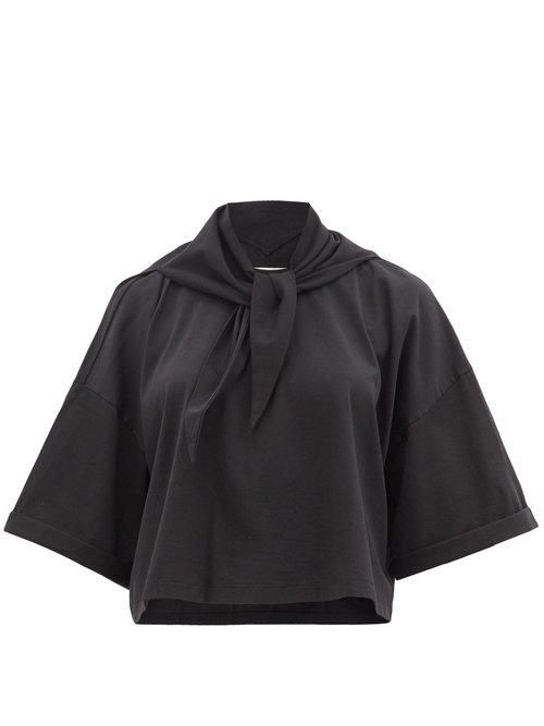 Buy Mm6 Maison Margiela - Scarf-neck Cotton-jersey T-shirt Black online - shop best MM6 Maison Margiela 
