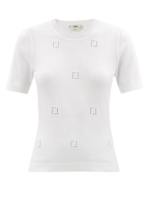 Fendi - Ff-logo Embroidered Cotton Top White