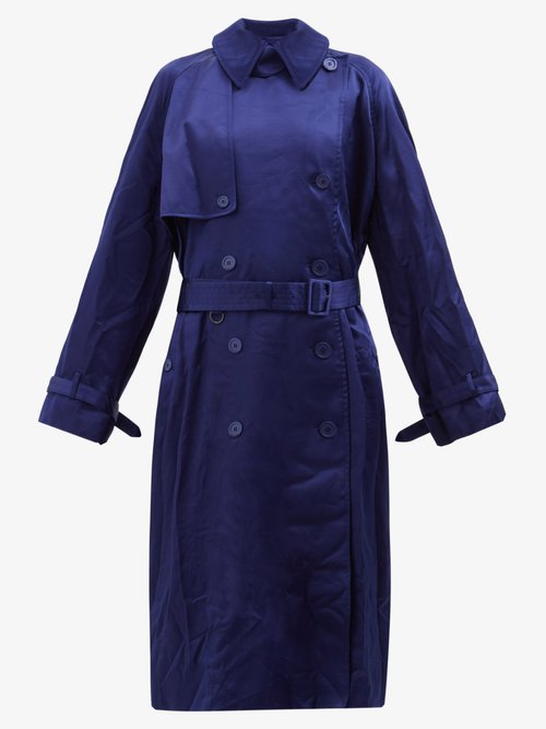 Balenciaga – Backwrap Crinkled-satin Trench Coat Blue