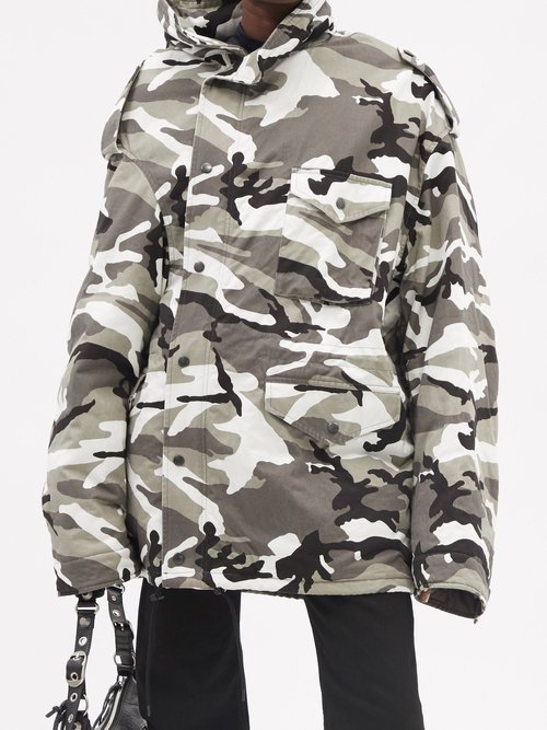 Balenciaga – Camouflage-print Cotton-twill Parka Grey
