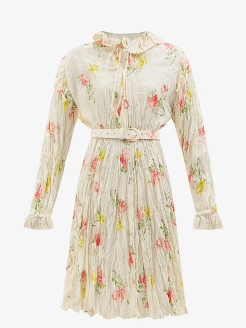 Balenciaga - Floral-print Crinkled-silk Midi Dress