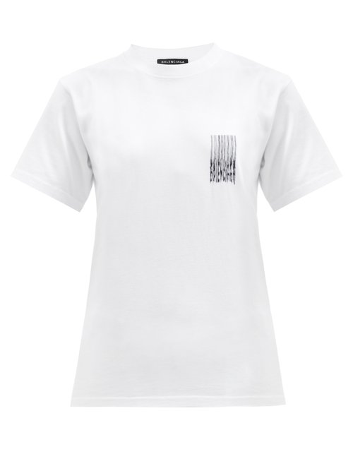 Balenciaga - Barcode Logo-print Cotton-jersey T-shirt White