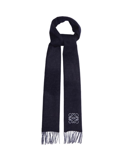 Anagram-embroidered Wool-blend Scarf
