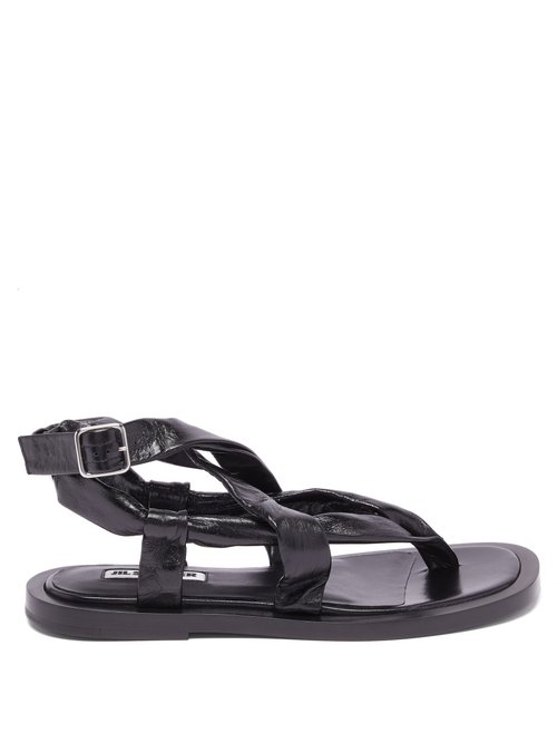 Jil Sander - Crossover-strap Leather Sandals Black