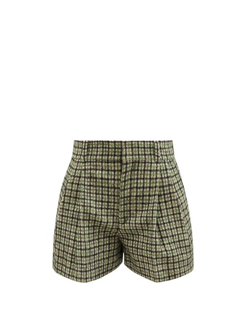 Chloé High-rise Check Wool-blend Shorts