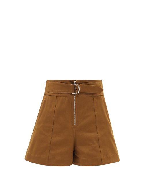 Chloé High-rise Belted Cotton-drill Shorts