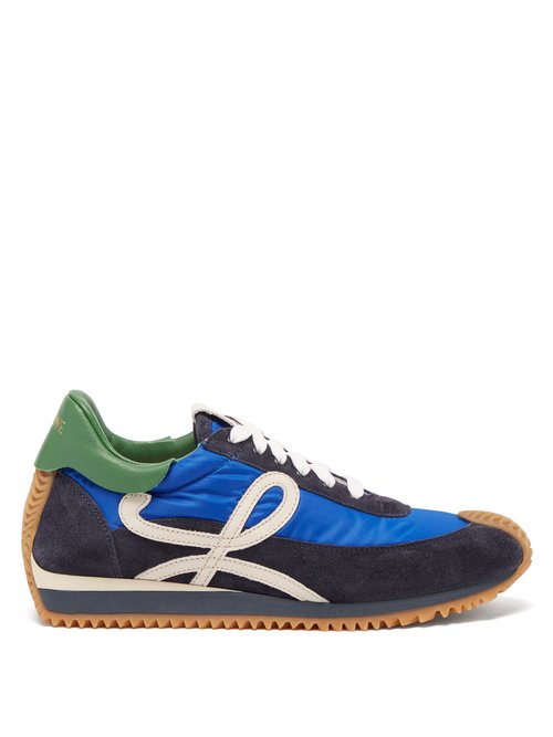 Loewe - Flow Runner Shell And Suede Trainers Blue Multi
