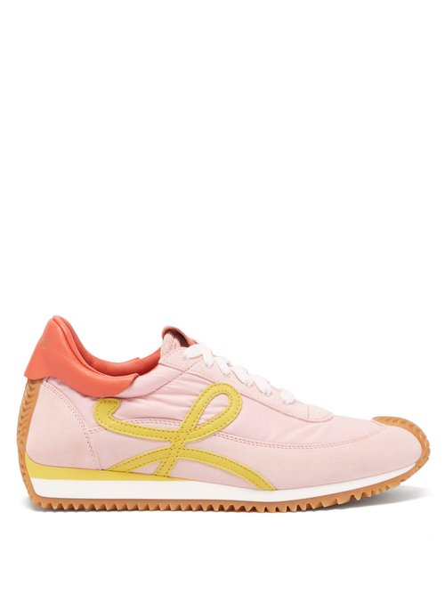Loewe - Flow Runner Shell And Suede Trainers Pink Multi