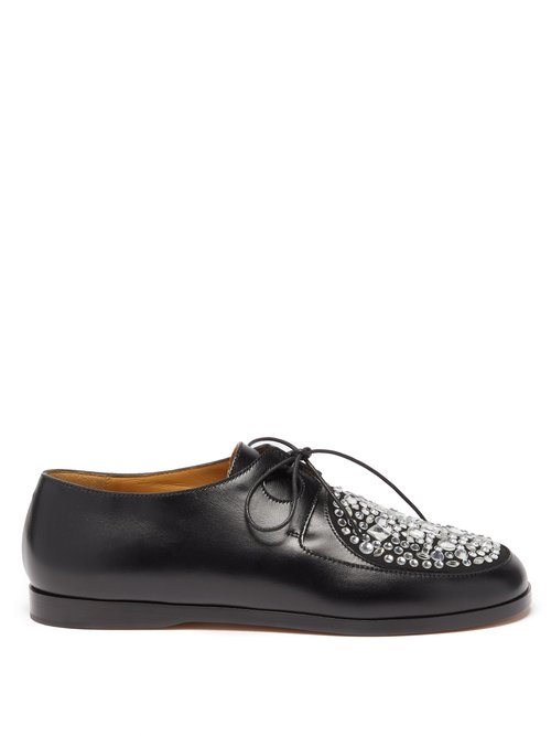 Loewe - Crystal-embellished Leather Derby Shoes Black | Coshio Online Shop