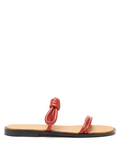 Loewe – Flamenco Knotted Leather Flat Sandals Tan
