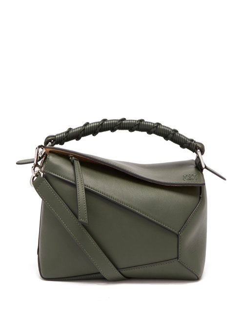 Loewe Puzzle Edge Small Grained-leather Cross-body Bag In Green | ModeSens