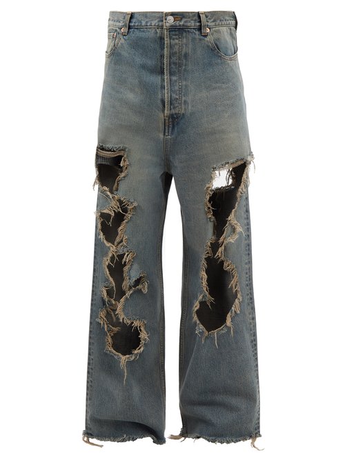 Balensiaga Distressed Wide Legs Jeans | ModeSens
