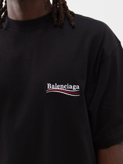 Political logo cotton baseball cap  Balenciaga  Men  Luisaviaroma