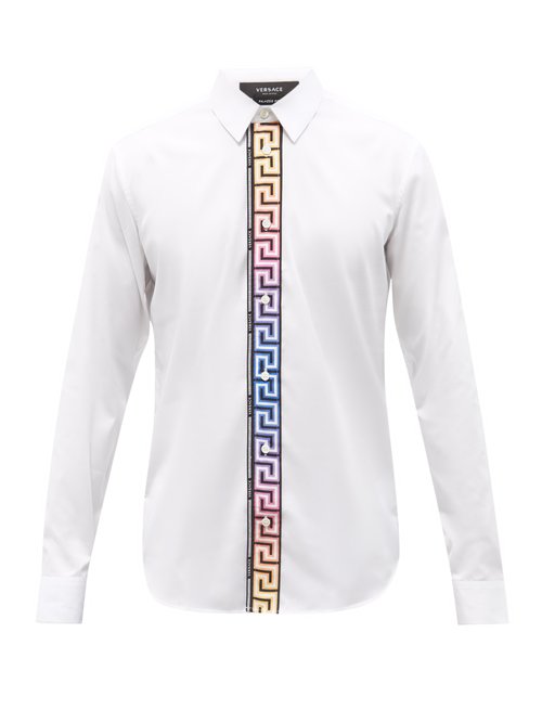 Greca-stripe Cotton-poplin Shirt