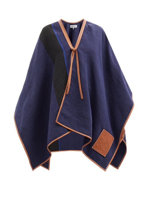 Loewe - Striped Linen And Cotton-blend Cape Navy