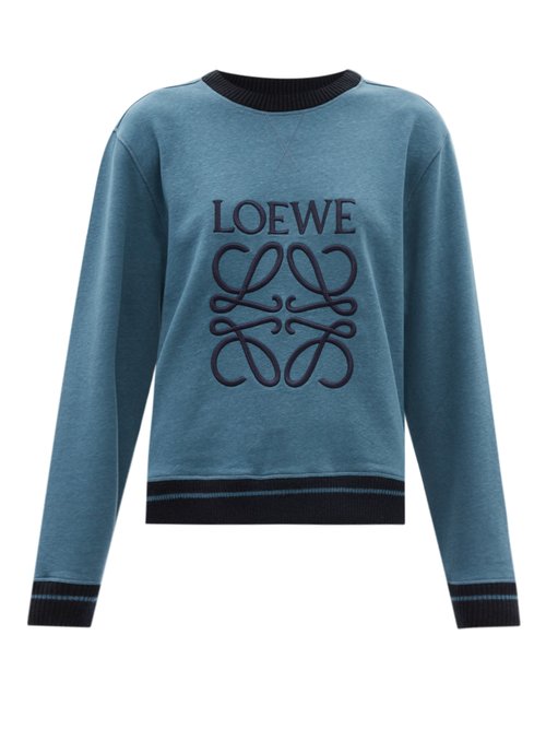 Loewe - Anagram-embroidered Cotton-jersey Sweatshirt Blue