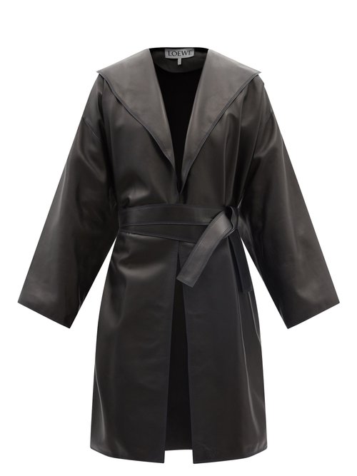 Loewe - Shawl-collar Leather Coat Black Navy