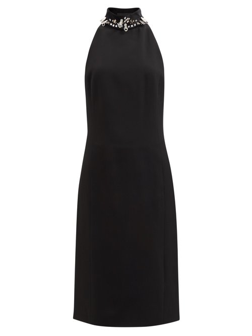Givenchy - Studded Open-back Crepe Midi Dress Black