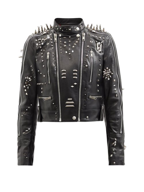 Givenchy - Studded Cropped Leather Jacket Black