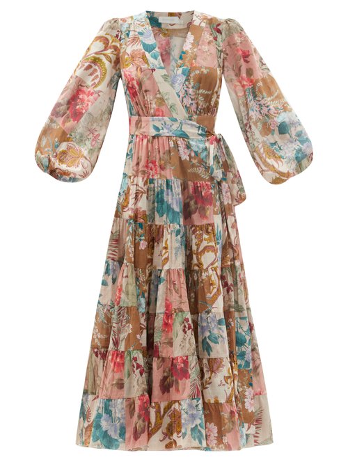 Zimmermann - Cassia Tiered Floral-print Cotton Wrap Dress Multi