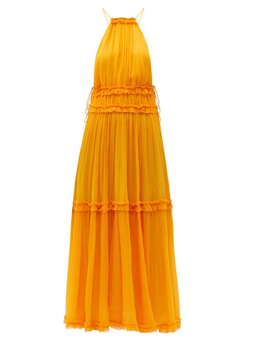 Zimmermann - Mae Halterneck Silk-chiffon Midi Dress Orange