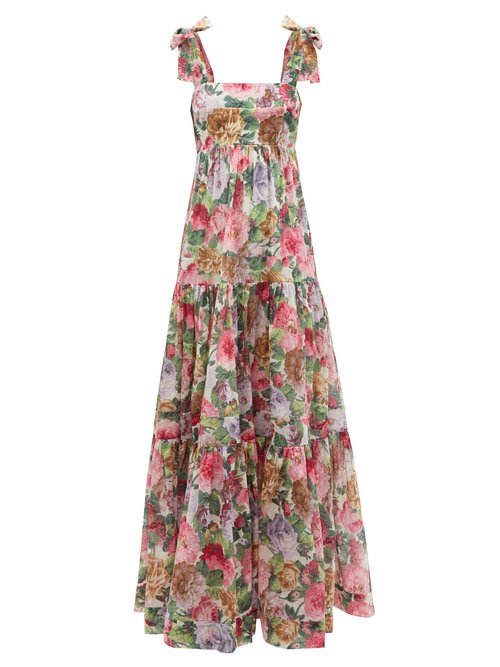 Zimmermann - Mae Floral-print Cotton-voile Maxi Dress Pink Multi
