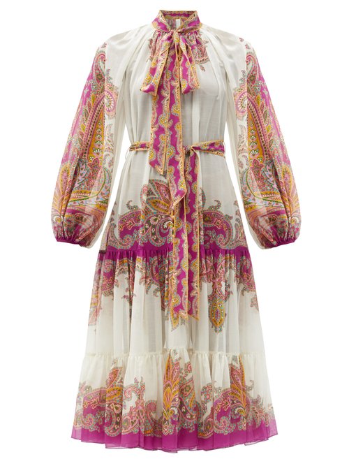 Zimmermann - Teddy Paisley-print Cotton-blend Midi Dress Pink Print