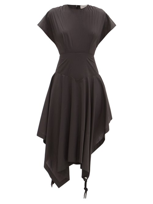 Buy 1 Moncler JW Anderson - Handkerchief-hem Cotton-poplin T-shirt Dress Black online - shop best 1 MONCLER JW ANDERSON clothing sales