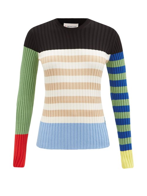1 Moncler JW Anderson - Colour-block Striped Cotton-blend Sweater Multi