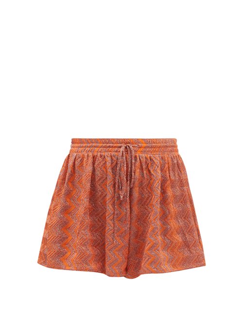 Buy Missoni Mare - Zigzag Metallic Jacquard-knit Shorts Orange online - shop best Missoni Mare swimwear sales
