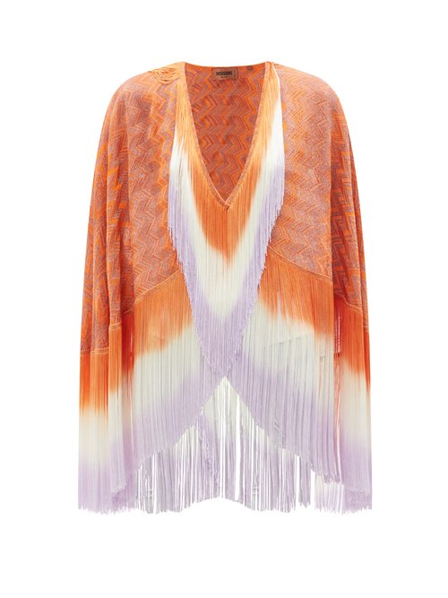 Missoni Mare - Fringed Zigzag-jacquard Knit Cover Up Orange Beachwear