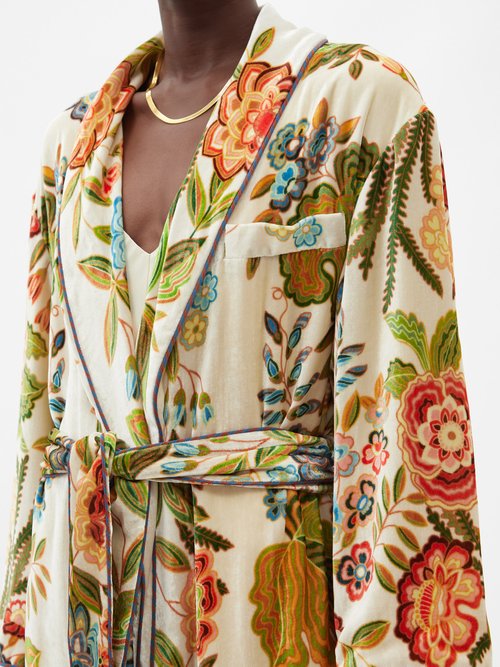 ETRO floral-embroidered Belted Coat - Farfetch